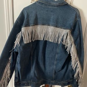 Diamond fringe denim jacket